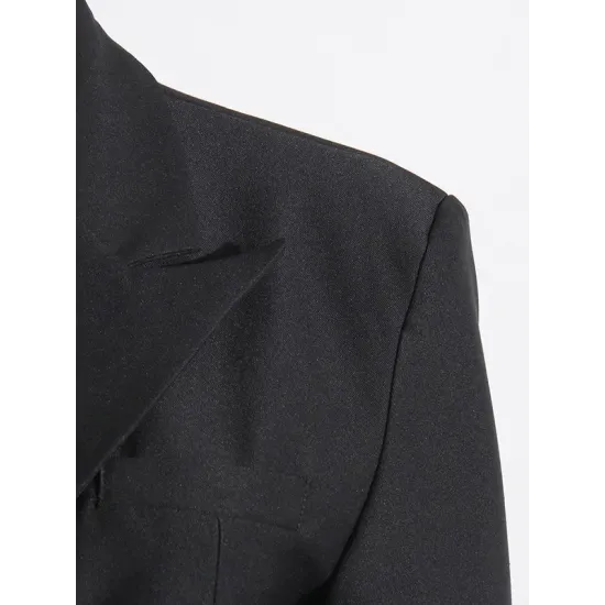 Asymmetric Solid Color Split-Joint Zipper Irregularity Long Sleeves Notched Collar Outerwear Blazer Asymmetric Solid Color Split-Joint Zipper Irregularity Long Sleeves Notched Collar Outerwear Blazer
