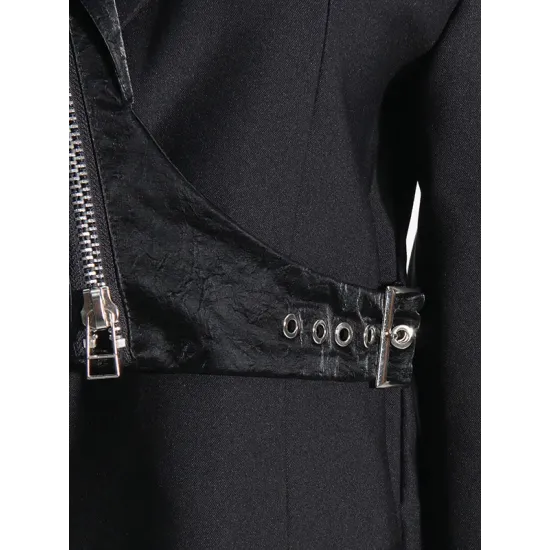 Asymmetric Solid Color Split-Joint Zipper Irregularity Long Sleeves Notched Collar Outerwear Blazer Asymmetric Solid Color Split-Joint Zipper Irregularity Long Sleeves Notched Collar Outerwear Blazer