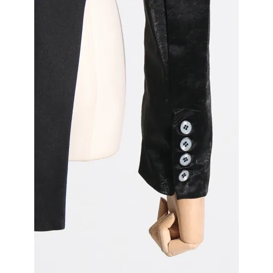Asymmetric Solid Color Split-Joint Zipper Irregularity Long Sleeves Notched Collar Outerwear Blazer Asymmetric Solid Color Split-Joint Zipper Irregularity Long Sleeves Notched Collar Outerwear Blazer