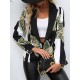 Buttoned Pockets Printed Long Sleeves Loose Notched Collar Outerwear Blazer Buttoned Pockets Printed Long Sleeves Loose Notched Collar Outerwear Blazer