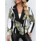 Buttoned Pockets Printed Long Sleeves Loose Notched Collar Outerwear Blazer Buttoned Pockets Printed Long Sleeves Loose Notched Collar Outerwear Blazer