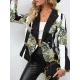 Buttoned Pockets Printed Long Sleeves Loose Notched Collar Outerwear Blazer Buttoned Pockets Printed Long Sleeves Loose Notched Collar Outerwear Blazer