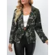Buttoned Camouflage Pockets Long Sleeves Loose Notched Collar Outerwear Blazer Buttoned Camouflage Pockets Long Sleeves Loose Notched Collar Outerwear Blazer
