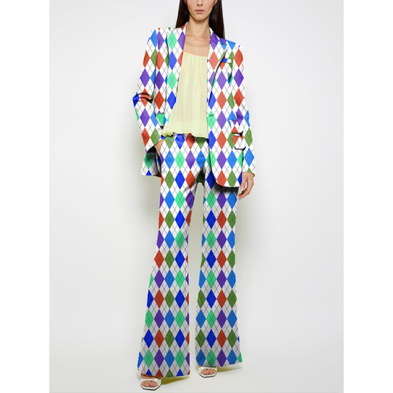 Long Sleeves Loose Buttoned Pockets Printed Shoulder Pad Notched Collar Blazer Jackets&Coats Outerwear Long Sleeves Loose Buttoned Pockets Printed Shoulder Pad Notched Collar Blazer Jackets&Coats Outerwear