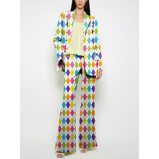 Long Sleeves Loose Buttoned Pockets Printed Shoulder Pad Notched Collar Blazer Jackets&Coats Outerwear Long Sleeves Loose Buttoned Pockets Printed Shoulder Pad Notched Collar Blazer Jackets&Coats Outerwear