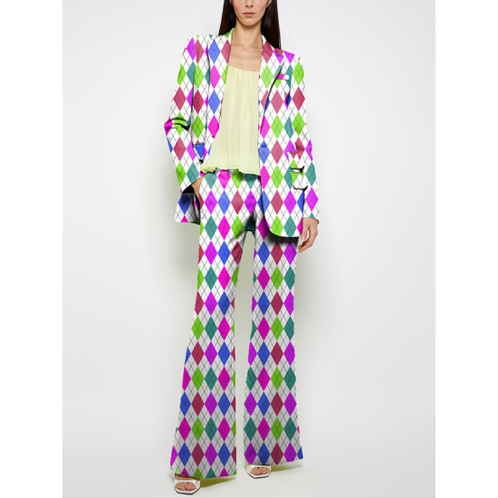 Long Sleeves Loose Buttoned Pockets Printed Shoulder Pad Notched Collar Blazer Jackets&Coats Outerwear Long Sleeves Loose Buttoned Pockets Printed Shoulder Pad Notched Collar Blazer Jackets&Coats Outerwear