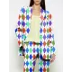 Long Sleeves Loose Buttoned Pockets Printed Shoulder Pad Notched Collar Blazer Jackets&Coats Outerwear Long Sleeves Loose Buttoned Pockets Printed Shoulder Pad Notched Collar Blazer Jackets&Coats Outerwear