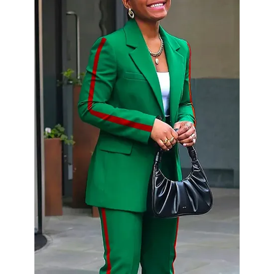 Long Sleeves Loose Split-Joint Striped Lapel Blazer Outerwear Suit Outerwear Long Sleeves Loose Split-Joint Striped Lapel Blazer Outerwear Suit Outerwear
