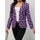 Houndstooth Pockets Long Sleeves Loose V-neck Outerwear Blazer Houndstooth Pockets Long Sleeves Loose V-neck Outerwear Blazer