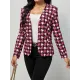 Houndstooth Pockets Long Sleeves Loose V-neck Outerwear Blazer Houndstooth Pockets Long Sleeves Loose V-neck Outerwear Blazer