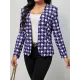 Houndstooth Pockets Long Sleeves Loose V-neck Outerwear Blazer Houndstooth Pockets Long Sleeves Loose V-neck Outerwear Blazer