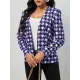 Houndstooth Pockets Long Sleeves Loose V-neck Outerwear Blazer Houndstooth Pockets Long Sleeves Loose V-neck Outerwear Blazer