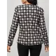 Houndstooth Pockets Long Sleeves Loose V-neck Outerwear Blazer Houndstooth Pockets Long Sleeves Loose V-neck Outerwear Blazer