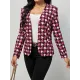 Houndstooth Pockets Long Sleeves Loose V-neck Outerwear Blazer Houndstooth Pockets Long Sleeves Loose V-neck Outerwear Blazer