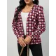 Houndstooth Pockets Long Sleeves Loose V-neck Outerwear Blazer Houndstooth Pockets Long Sleeves Loose V-neck Outerwear Blazer