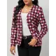 Houndstooth Pockets Long Sleeves Loose V-neck Outerwear Blazer Houndstooth Pockets Long Sleeves Loose V-neck Outerwear Blazer