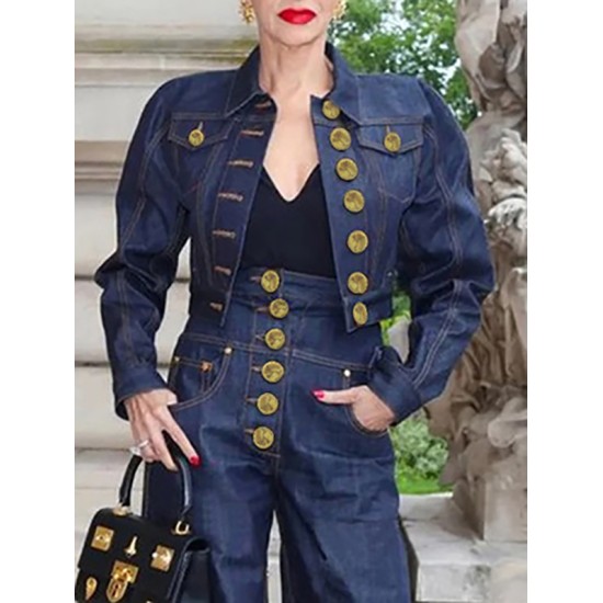 Long Sleeves Loose Buttoned Pockets Split-Joint Lapel Jackets Outerwear Long Sleeves Loose Buttoned Pockets Split-Joint Lapel Jackets Outerwear