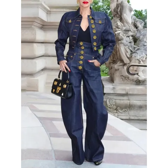 Long Sleeves Loose Buttoned Pockets Split-Joint Lapel Jackets Outerwear Long Sleeves Loose Buttoned Pockets Split-Joint Lapel Jackets Outerwear