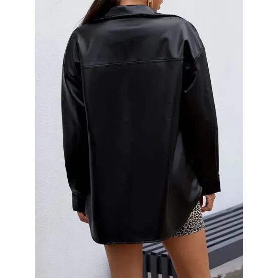 Buttoned Pockets Long Sleeves Loose Lapel Outerwear Jackets Buttoned Pockets Long Sleeves Loose Lapel Outerwear Jackets