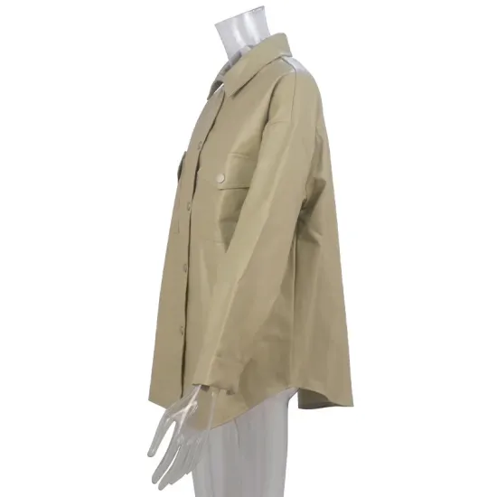 Buttoned Pockets Long Sleeves Loose Lapel Outerwear Jackets Buttoned Pockets Long Sleeves Loose Lapel Outerwear Jackets