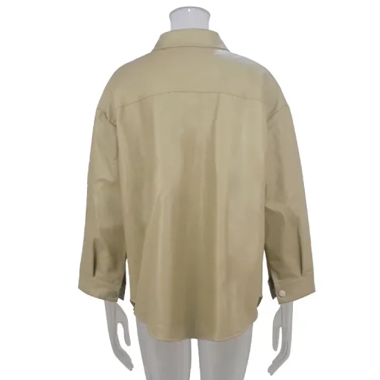 Buttoned Pockets Long Sleeves Loose Lapel Outerwear Jackets Buttoned Pockets Long Sleeves Loose Lapel Outerwear Jackets