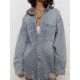 Buttoned Hollow Pockets Split-Joint Long Sleeves Loose Lapel Jackets