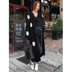 Loose Polka-dot Printed Long Cover-up