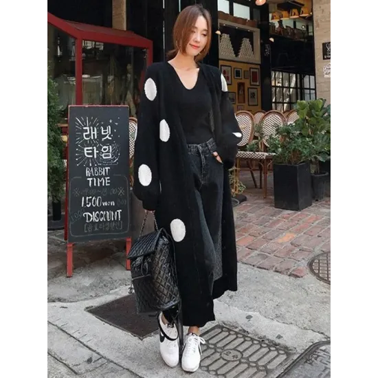 Loose Polka-dot Printed Long Cover-up Loose Polka-dot Printed Long Cover-up