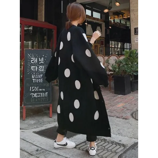 Loose Polka-dot Printed Long Cover-up Loose Polka-dot Printed Long Cover-up