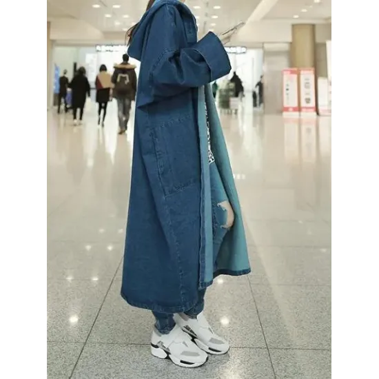 Casual Long Jeans Hooded Cap Outwear Casual Long Jeans Hooded Cap Outwear