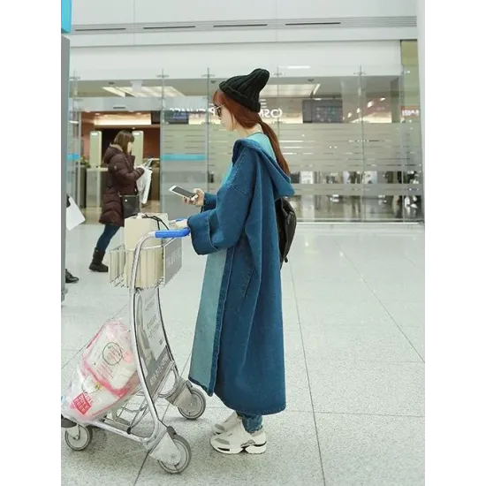 Casual Long Jeans Hooded Cap Outwear Casual Long Jeans Hooded Cap Outwear