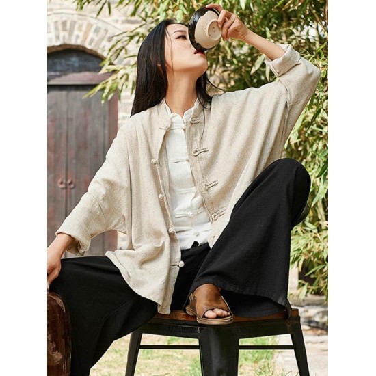 National Button Retro Linen Cover-up National Button Retro Linen Cover-up