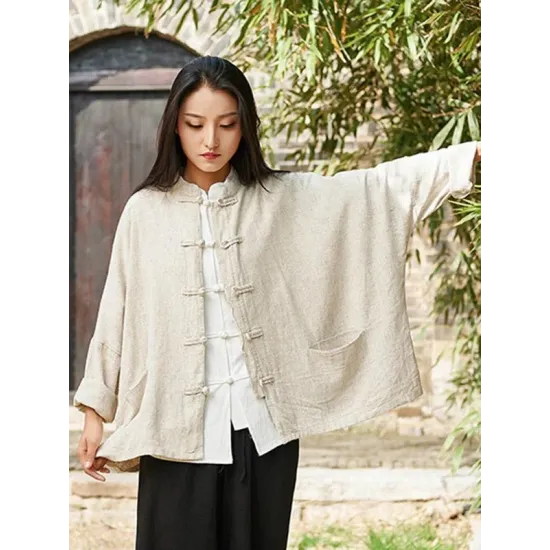 National Button Retro Linen Cover-up National Button Retro Linen Cover-up
