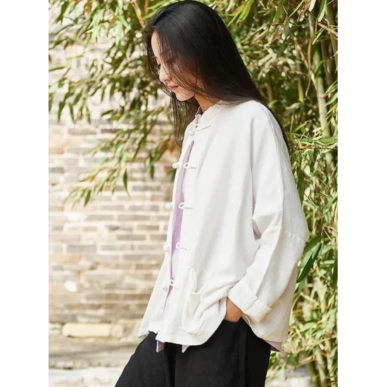 National Button Retro Linen Cover-up National Button Retro Linen Cover-up