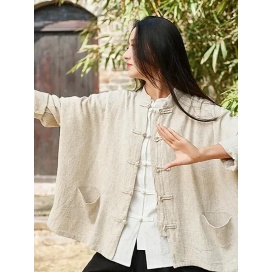 National Button Retro Linen Cover-up National Button Retro Linen Cover-up