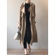 Khaki&Black Vintage Notched Collar Thin Trench Coat Khaki&Black Vintage Notched Collar Thin Trench Coat