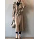 Khaki&Black Vintage Notched Collar Thin Trench Coat Khaki&Black Vintage Notched Collar Thin Trench Coat