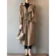 Khaki&Black Vintage Notched Collar Thin Trench Coat Khaki&Black Vintage Notched Collar Thin Trench Coat