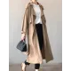 Khaki&Black Vintage Notched Collar Thin Trench Coat Khaki&Black Vintage Notched Collar Thin Trench Coat