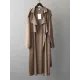 Khaki&Black Vintage Notched Collar Thin Trench Coat Khaki&Black Vintage Notched Collar Thin Trench Coat