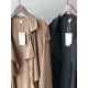 Khaki&Black Vintage Notched Collar Thin Trench Coat Khaki&Black Vintage Notched Collar Thin Trench Coat