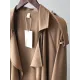 Khaki&Black Vintage Notched Collar Thin Trench Coat Khaki&Black Vintage Notched Collar Thin Trench Coat