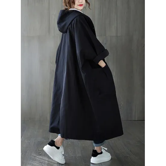 Original Solid Hooded Trench Coats Original Solid Hooded Trench Coats