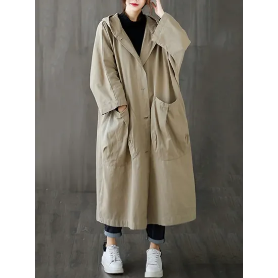 Original Solid Hooded Trench Coats Original Solid Hooded Trench Coats