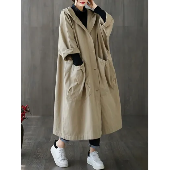Original Solid Hooded Trench Coats Original Solid Hooded Trench Coats