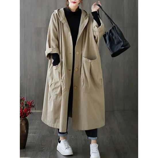 Original Solid Hooded Trench Coats Original Solid Hooded Trench Coats