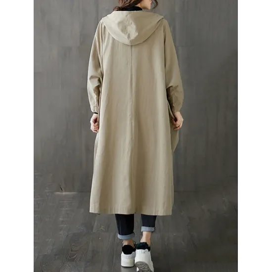 Original Solid Hooded Trench Coats Original Solid Hooded Trench Coats