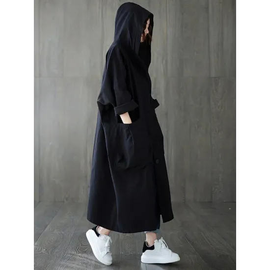 Original Solid Hooded Trench Coats Original Solid Hooded Trench Coats