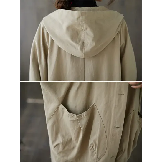 Original Solid Hooded Trench Coats Original Solid Hooded Trench Coats