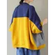 Casual Loose Contrast Color Split-Joint Stand Collar Long Sleeves Outwear Casual Loose Contrast Color Split-Joint Stand Collar Long Sleeves Outwear
